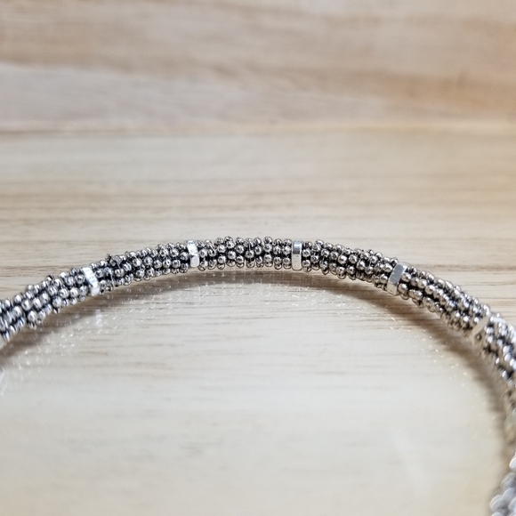 Ladies Beaded Silver Toggle Bracelet - Picture 7 of 12